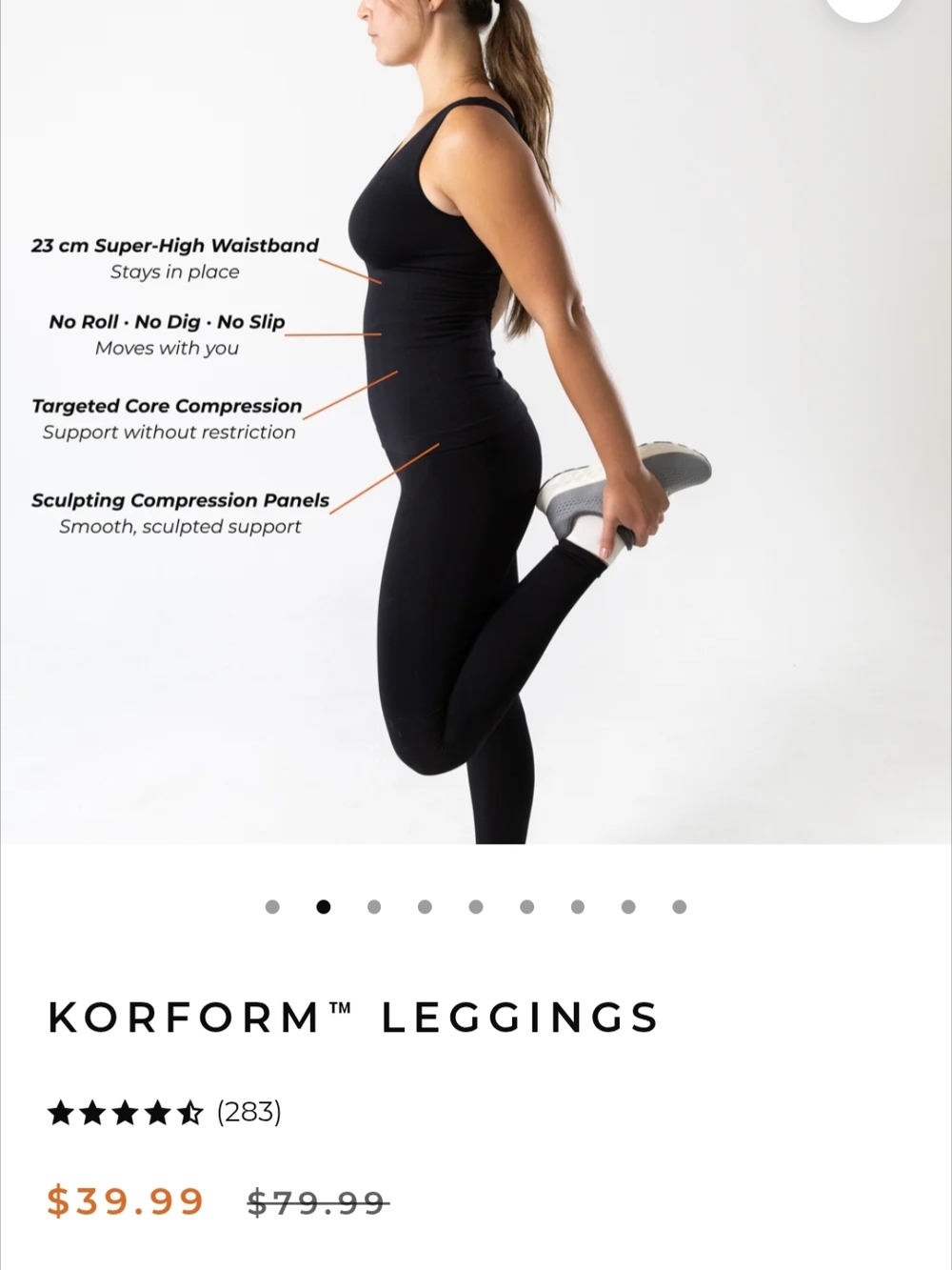 High-Waist Performance Compression Sculpting Leggings - Black XL